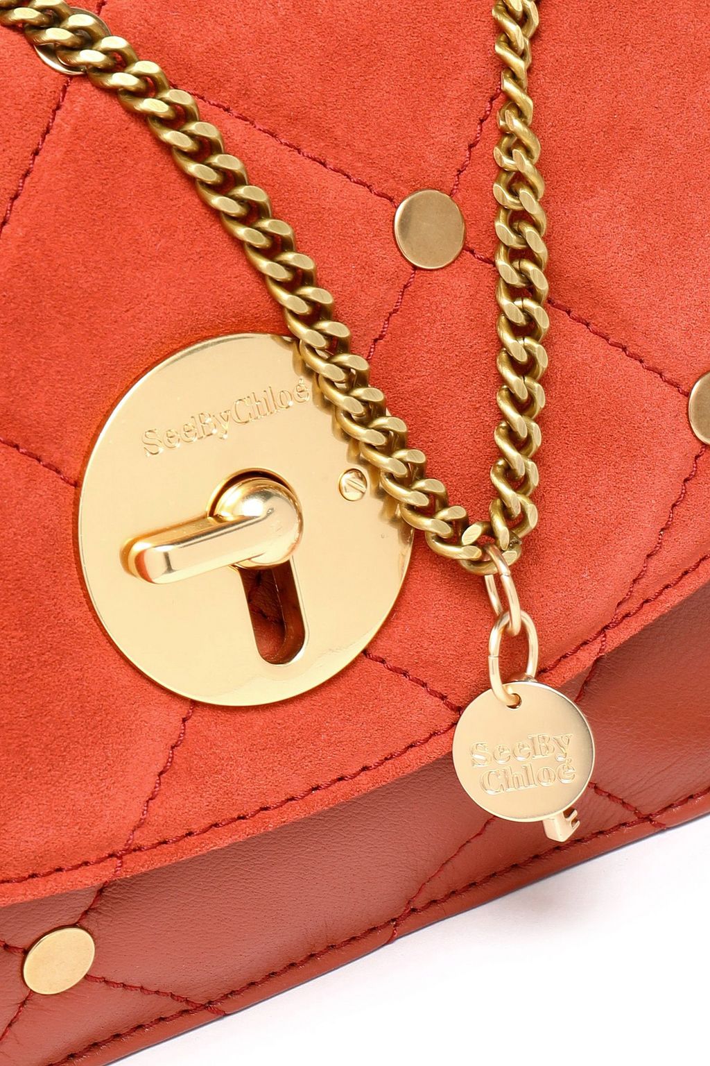 SEE BY CHLOÉ Lois studded quilted suede and leather shoulder bag