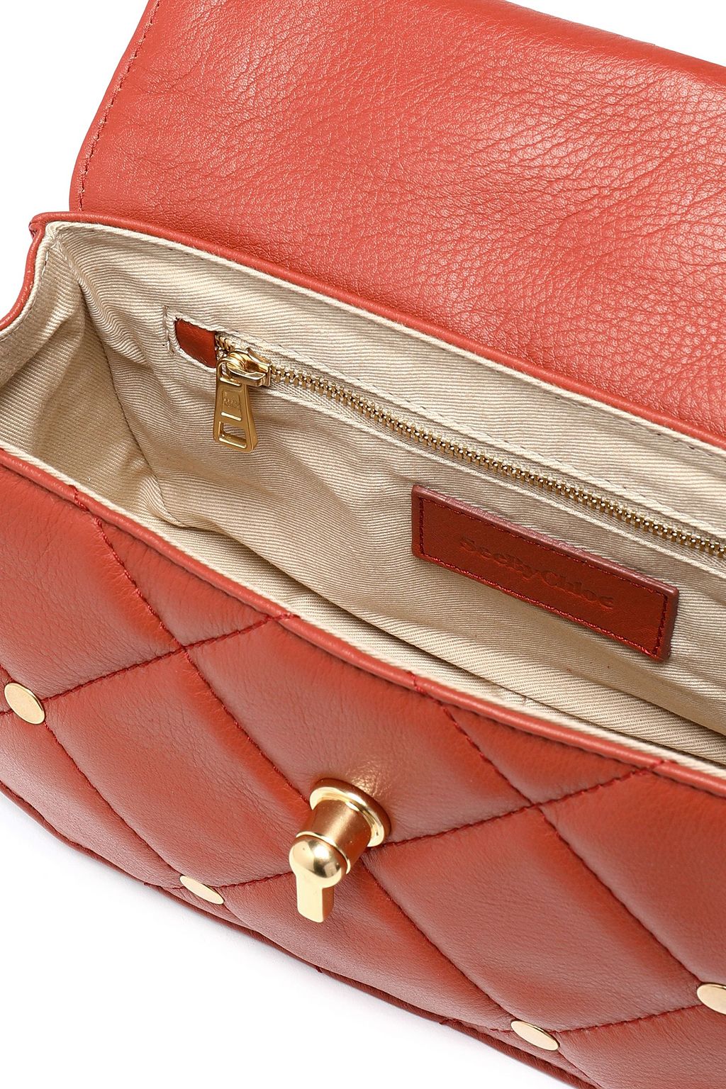 SEE BY CHLOÉ Lois studded quilted suede and leather shoulder bag
