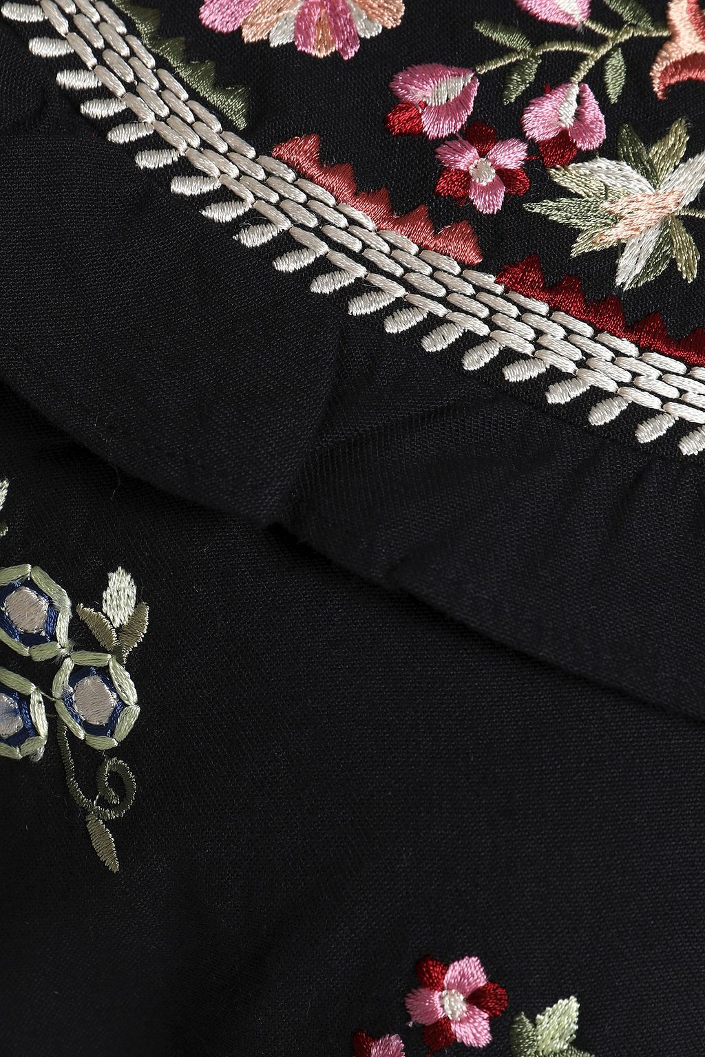 NEEDLE & THREAD Ruffletrimmed embroidered cotton bomber jacket Sale