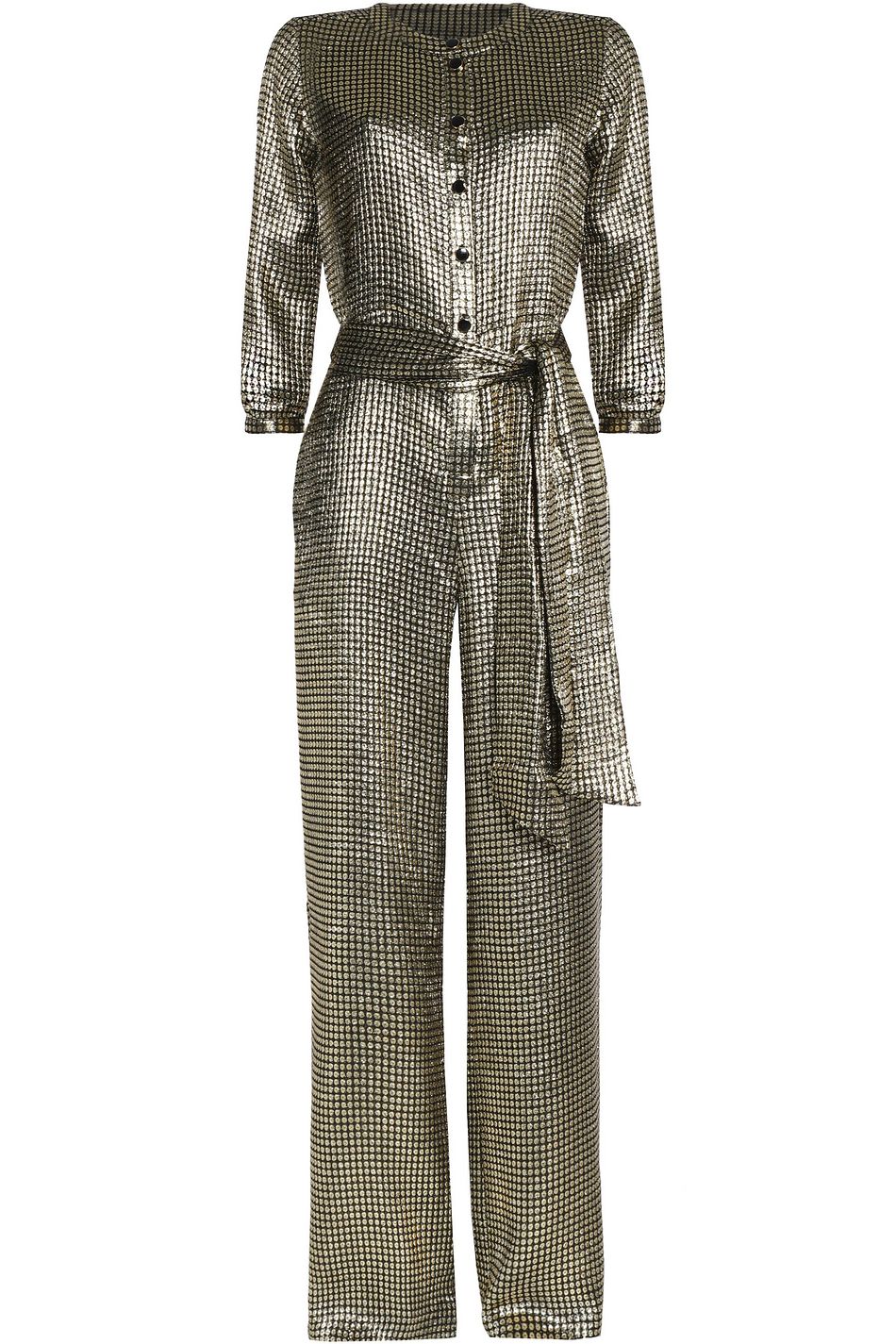 gold silk jumpsuit