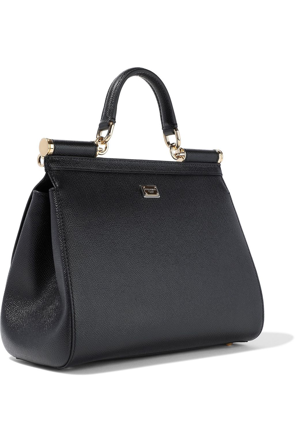 DOLCE&GABBANA Sicily appliquéd textured-leather shoulder bag