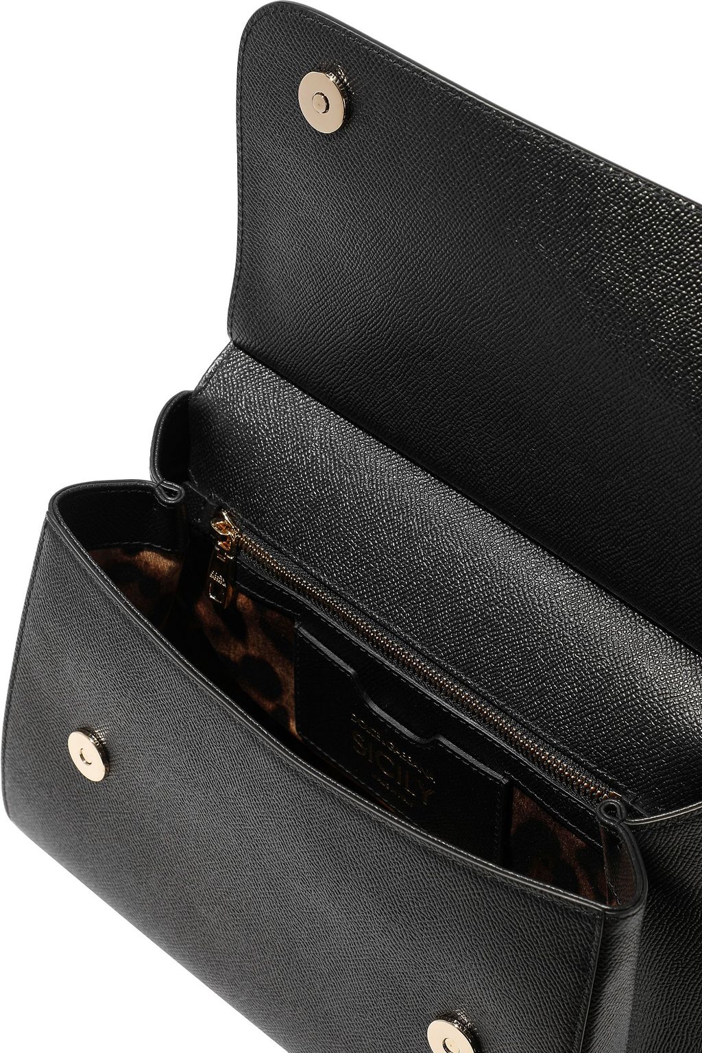 DOLCE&GABBANA Sicily appliquéd textured-leather shoulder bag