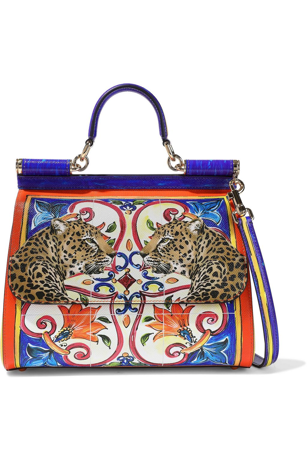 DOLCE&GABBANA Sicily medium printed textured-leather shoulder bag