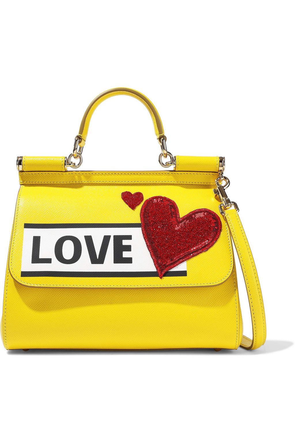 DOLCE&GABBANA Sicily appliquéd printed textured-leather shoulder bag