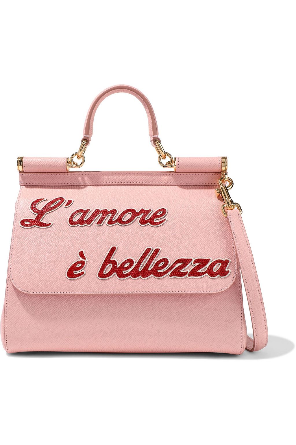 DOLCE&GABBANA Sicily appliquéd textured-leather shoulder bag