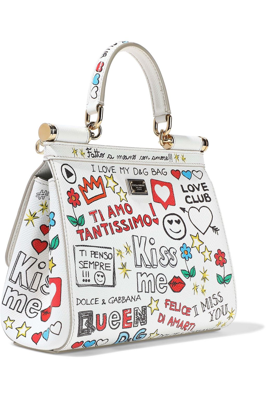 DOLCE&GABBANA Sicily printed textured-leather shoulder bag