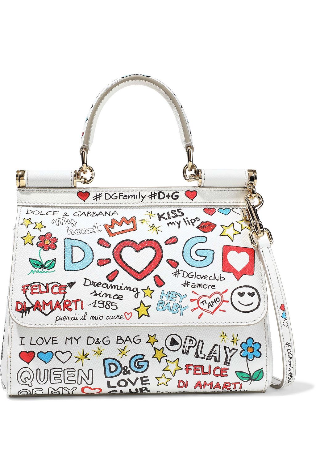 DOLCE&GABBANA Sicily printed textured-leather shoulder bag