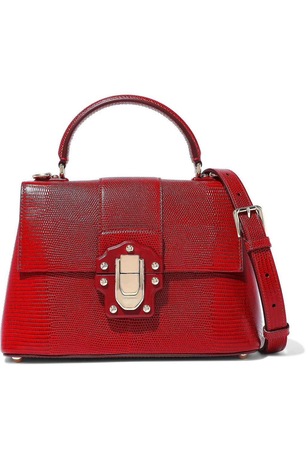 DOLCE&GABBANA Lucia lizard-effect leather shoulder bag