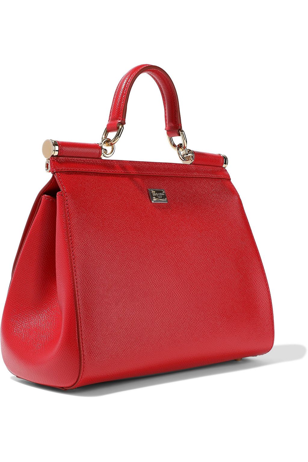 DOLCE&GABBANA Sicily appliquéd printed textured-leather shoulder bag