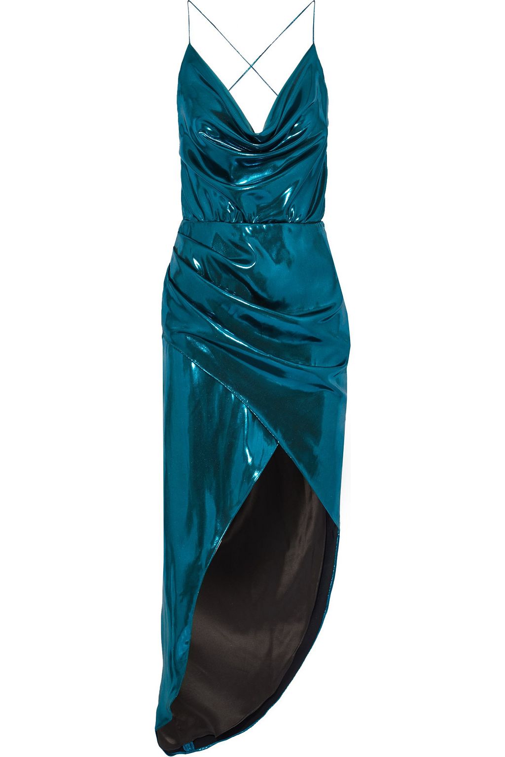 teal silk slip dress