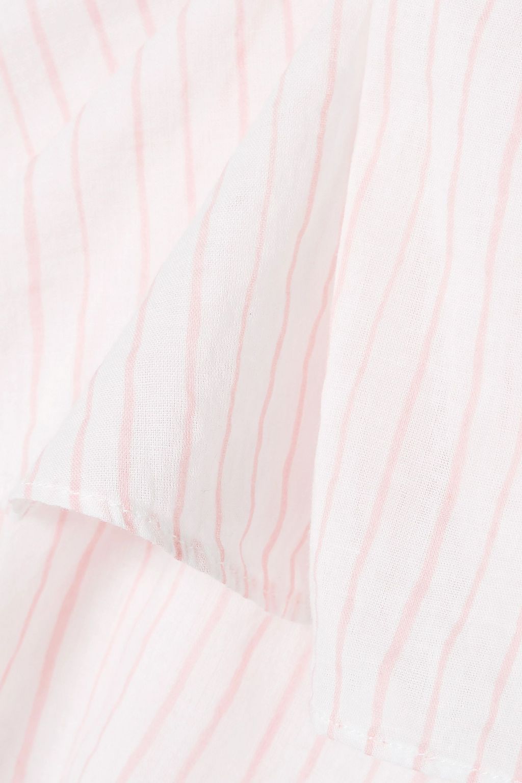 POUR LES FEMMES Ruffled striped cotton-voile pajama top