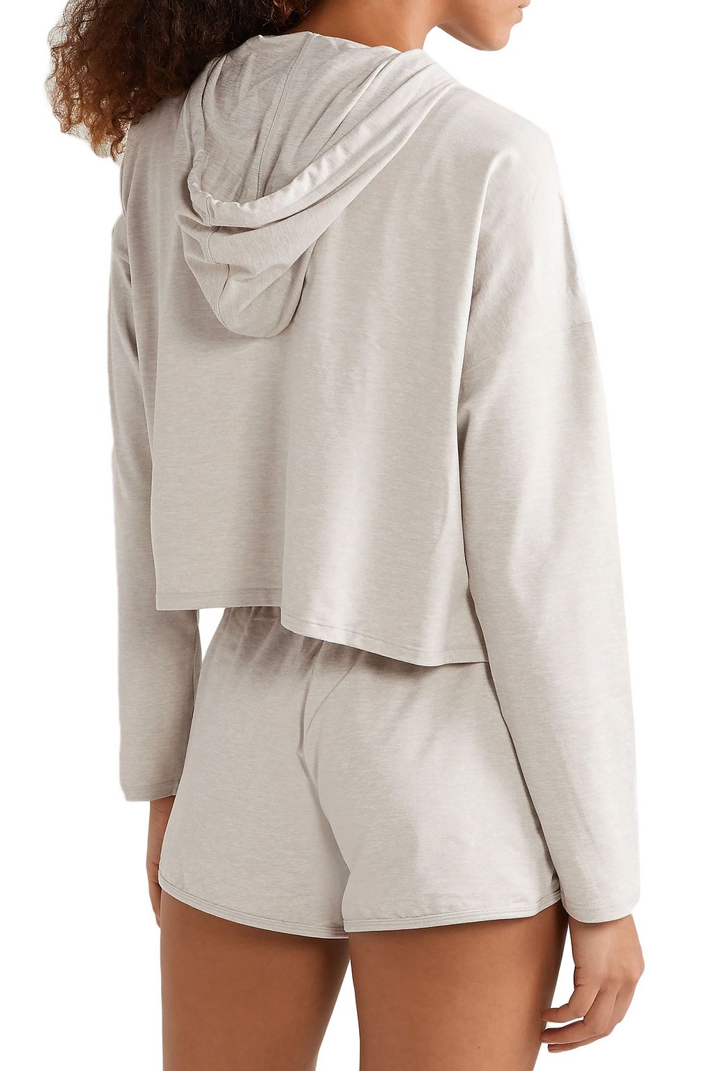 WE OVER ME Mélange stretch-jersey hoodie