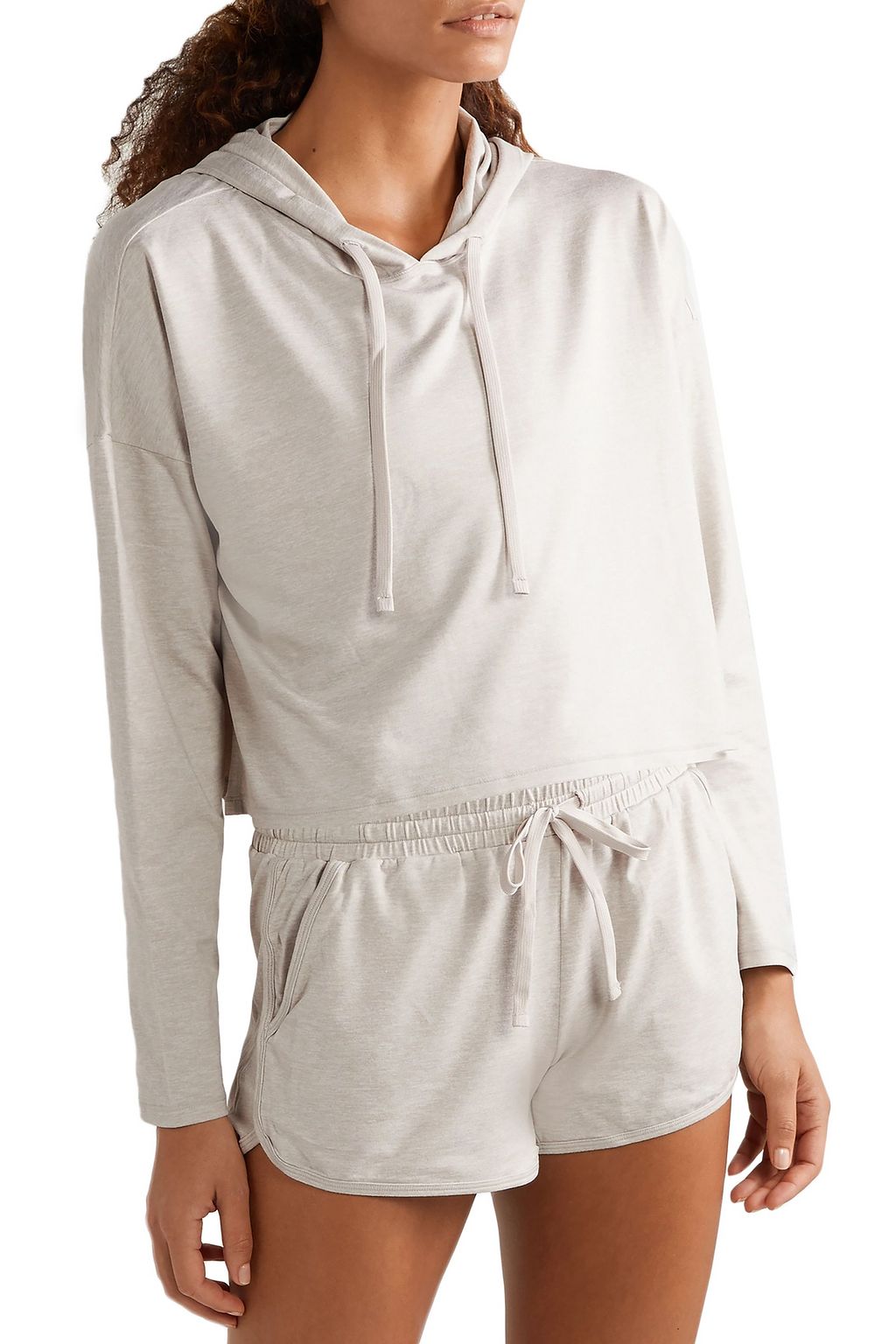 WE OVER ME Mélange stretch-jersey hoodie