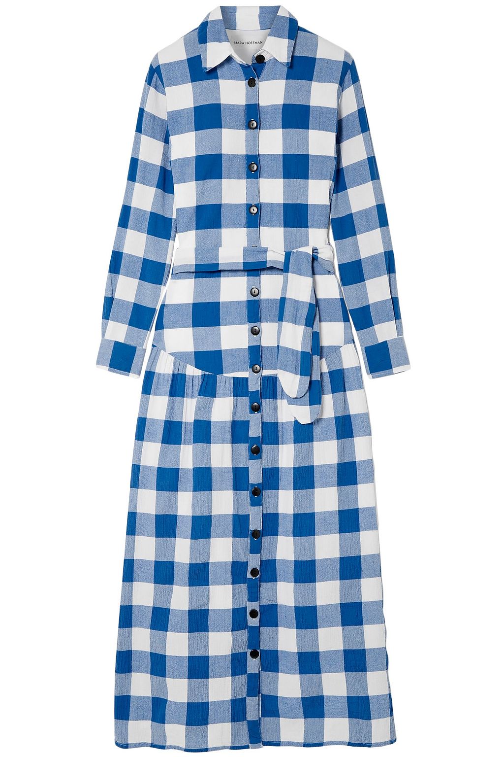 blue gingham maxi dress