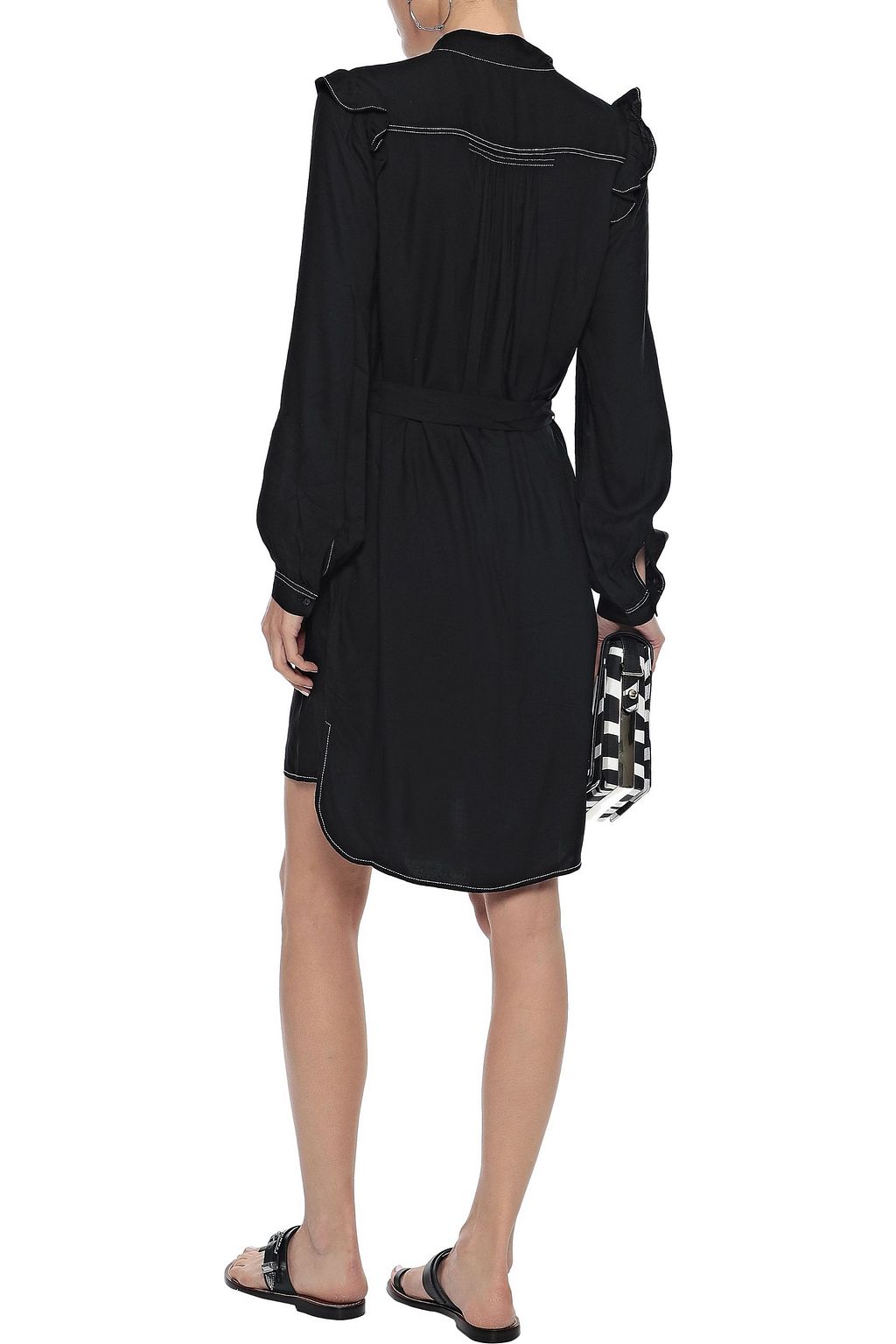JOIE Gadella belted ruffle-trimmed crepe mini dress