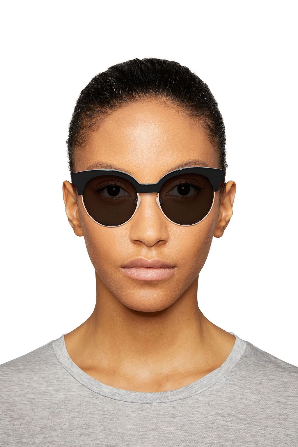 BALENCIAGA Round-frame acetate and gold-tone sunglasses