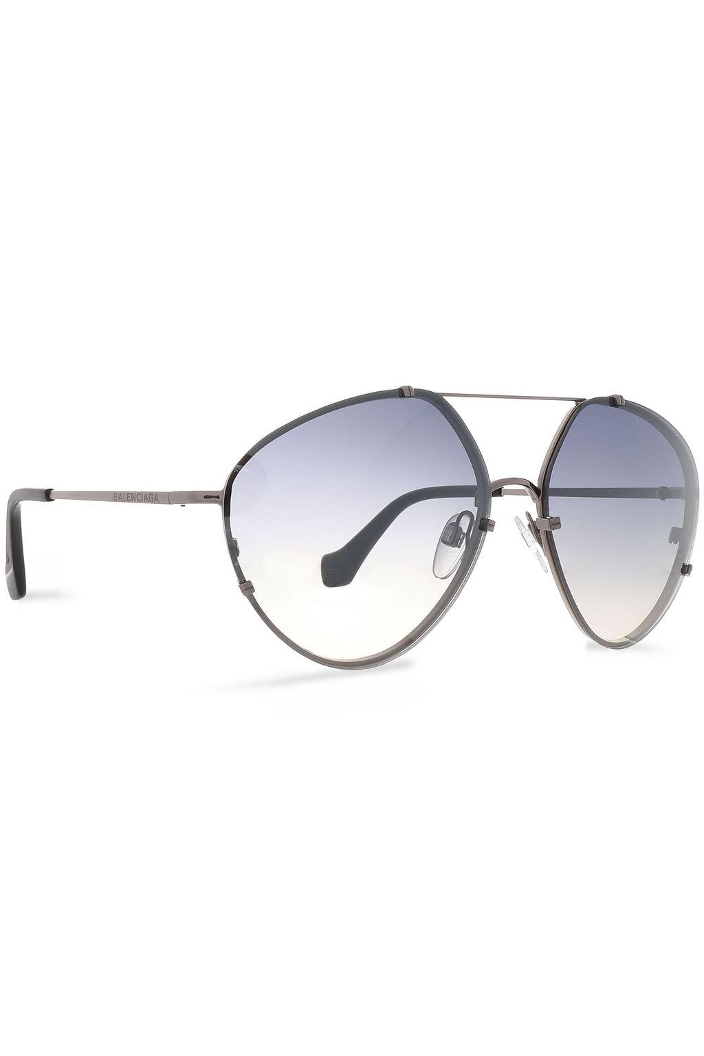 BALENCIAGA Aviator-style silver-tone and acetate sunglasses