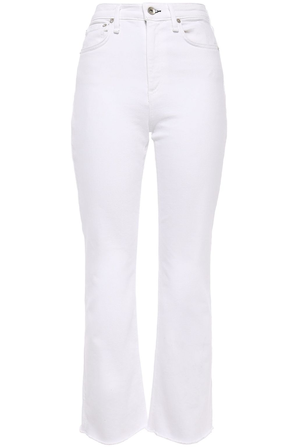 white cropped bootcut jeans