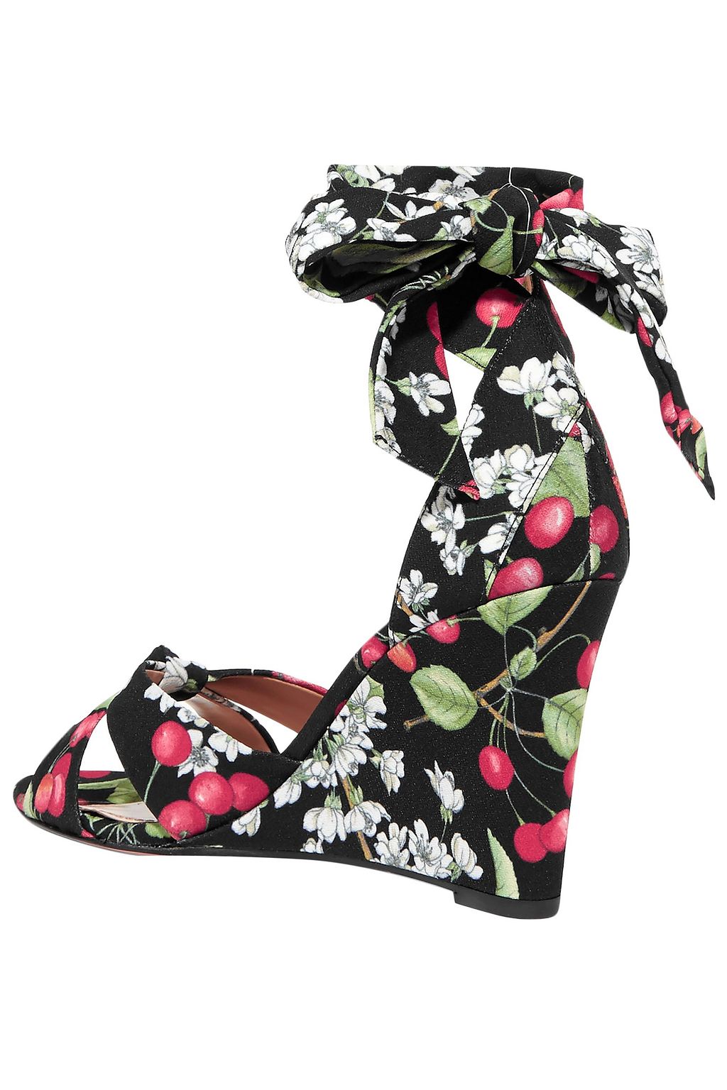 AQUAZZURA All Tied Up printed canvas wedge sandals