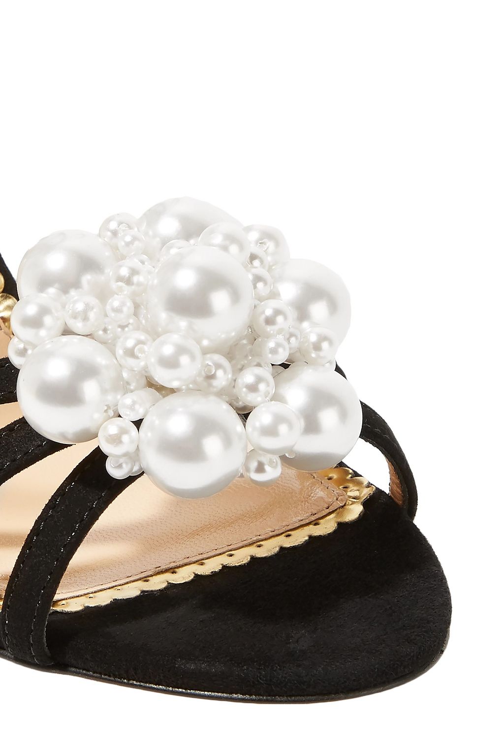 CHARLOTTE OLYMPIA Tallulah faux pearl-embellished suede sandals
