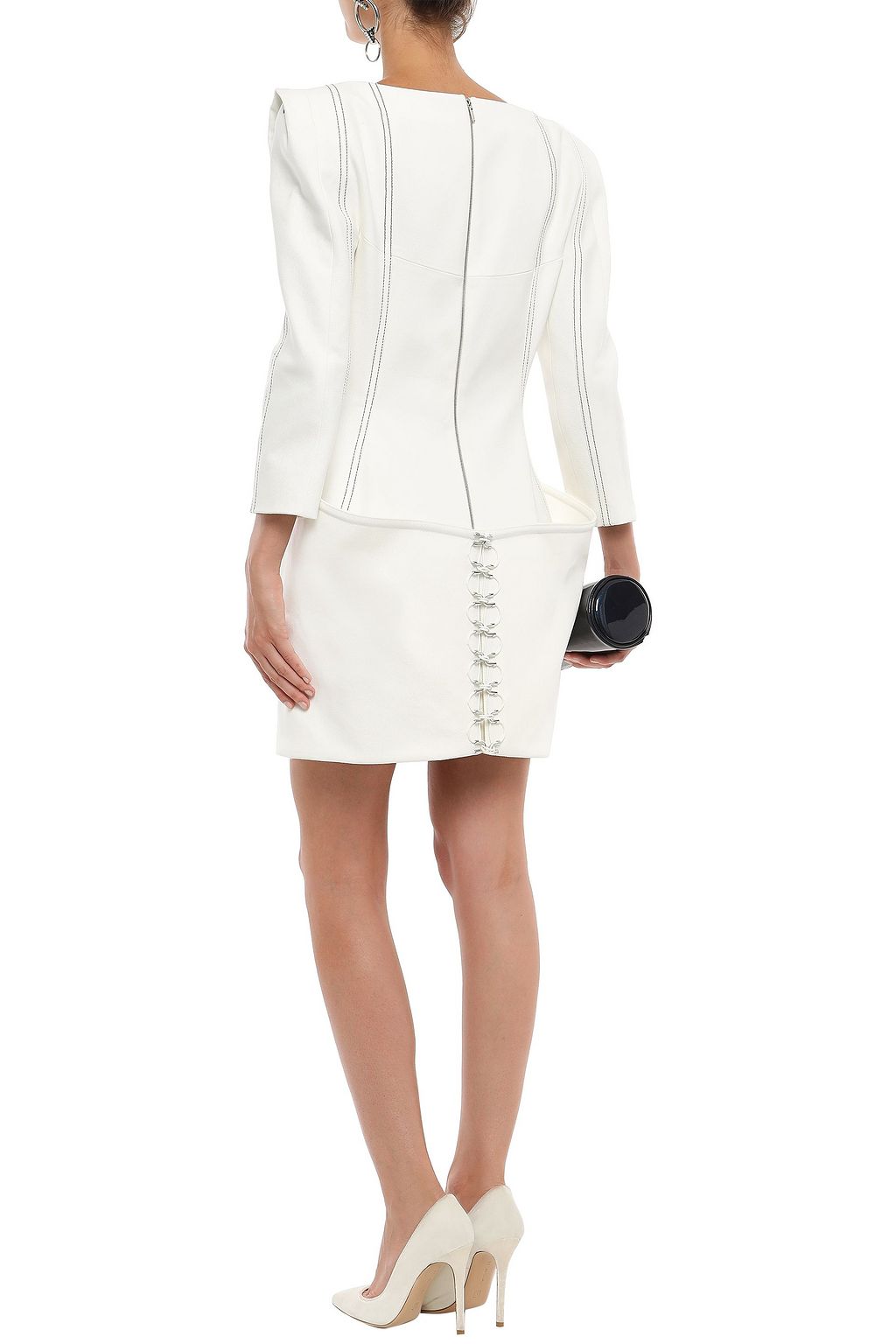 MUGLER Lace-up denim mini dress