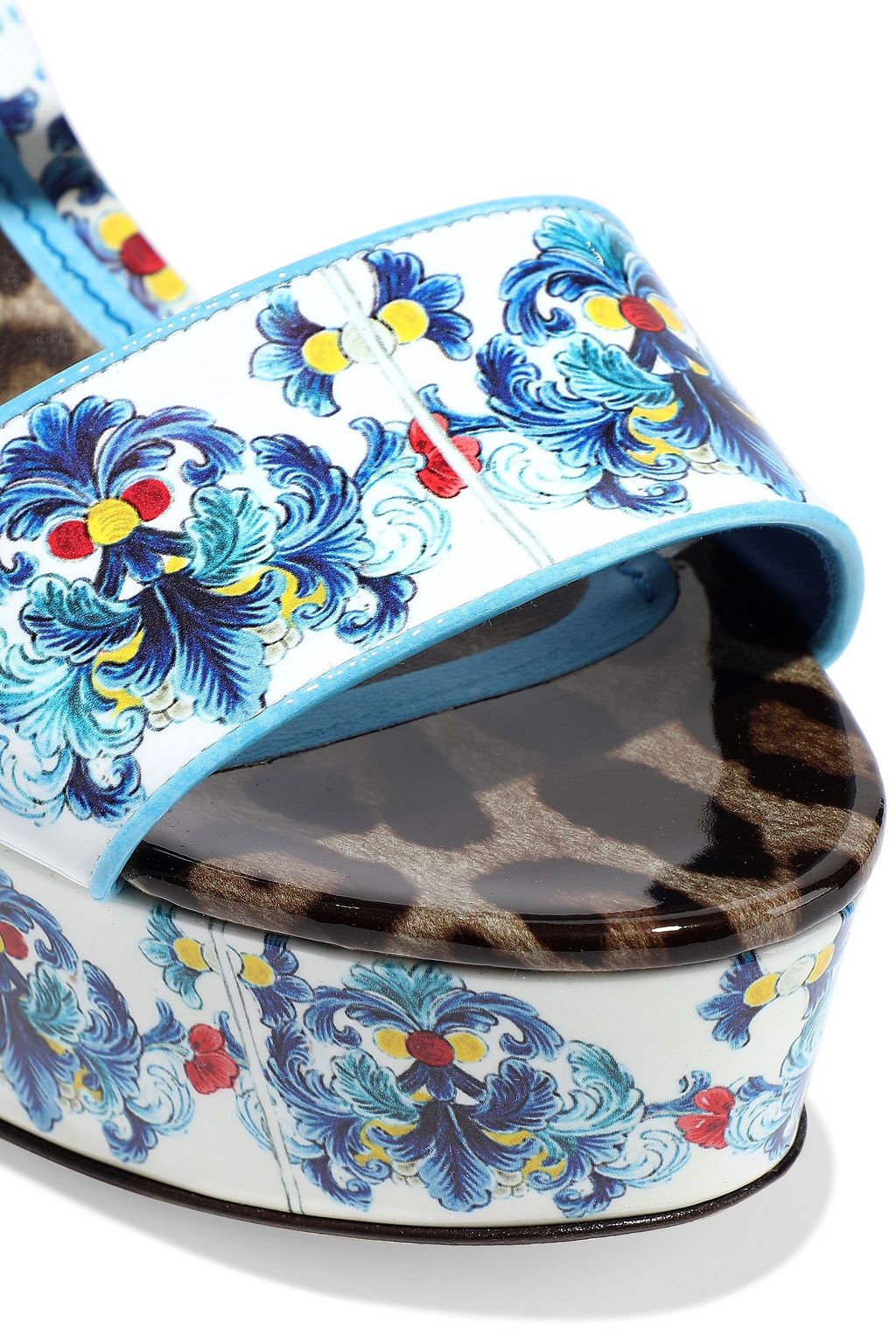 DOLCE&GABBANA Bianca printed patent-leather wedge sandals