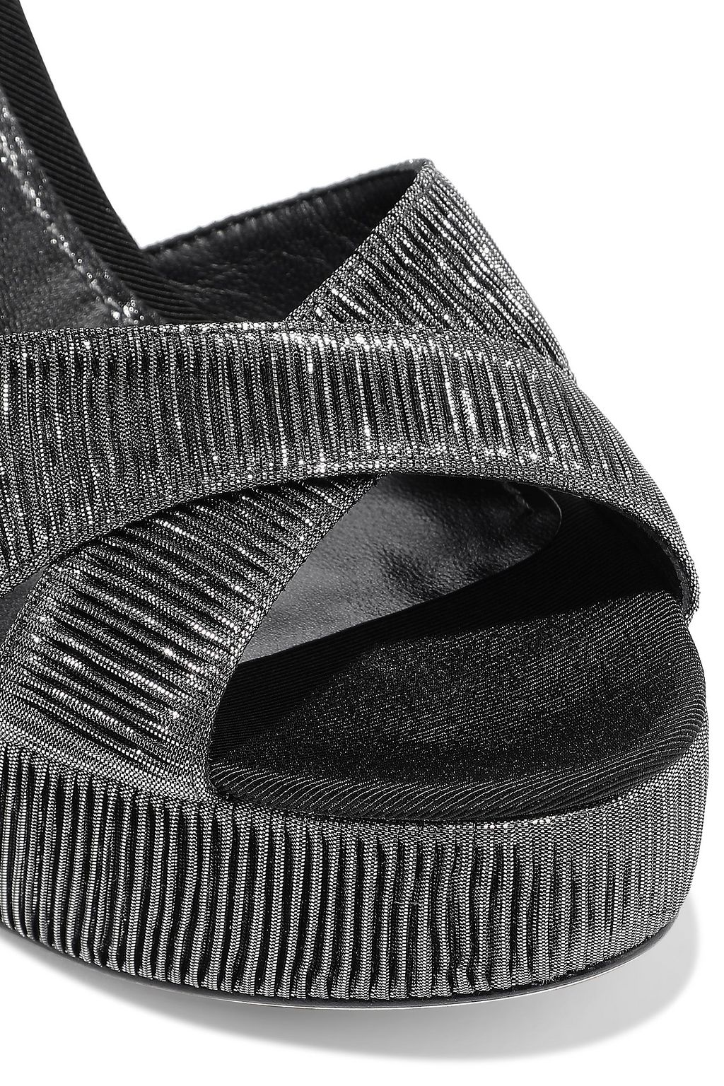 DOLCE&GABBANA Embellished ribbed lamé platform sandals