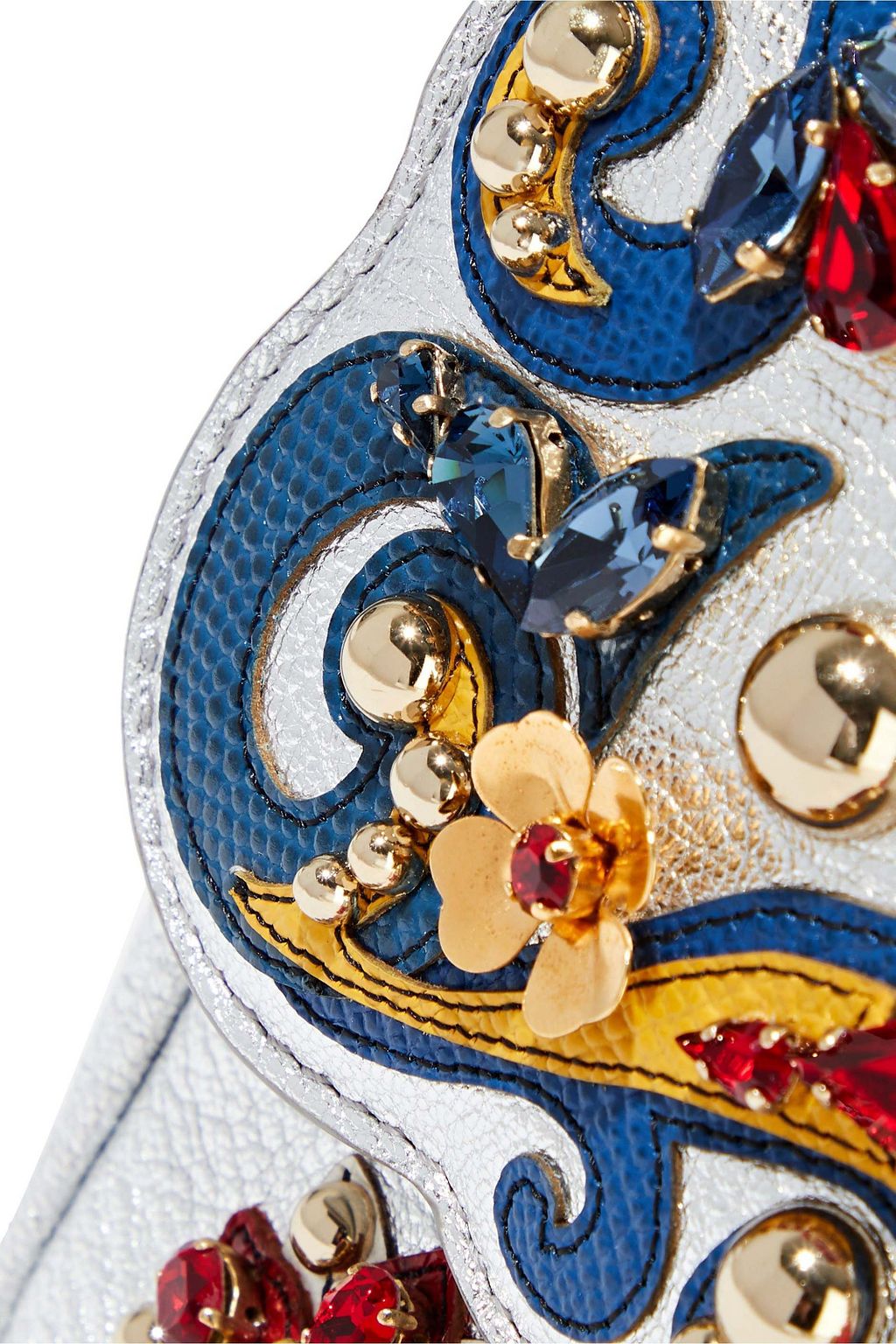 DOLCE&GABBANA Appliquéd textured-leather shoulder bag