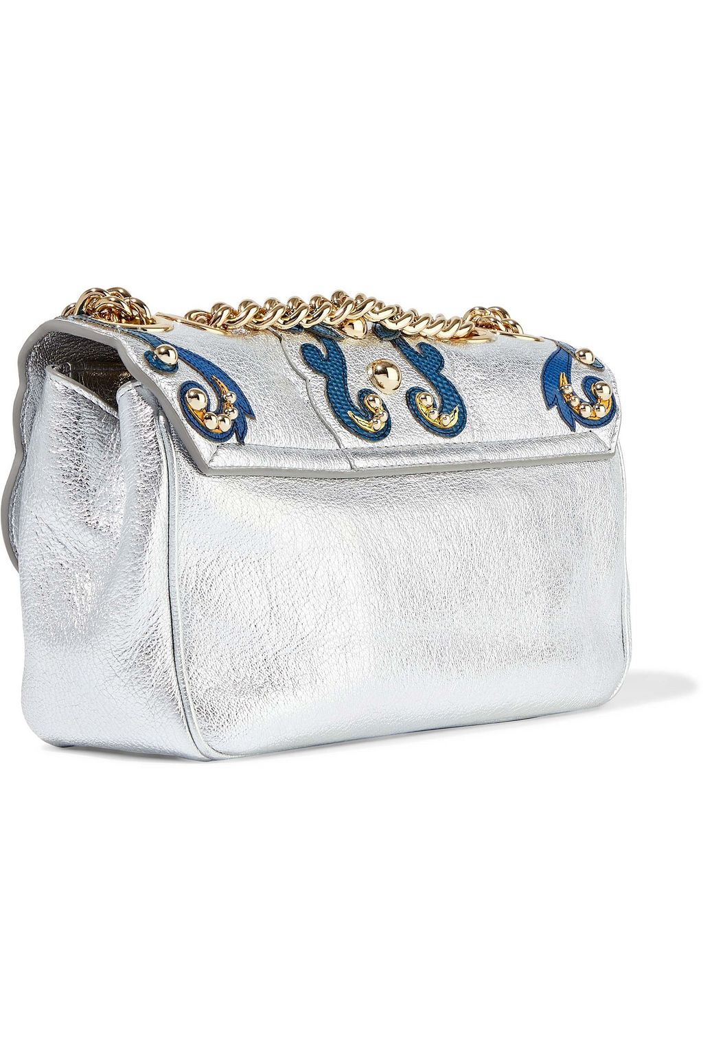 DOLCE&GABBANA Appliquéd textured-leather shoulder bag