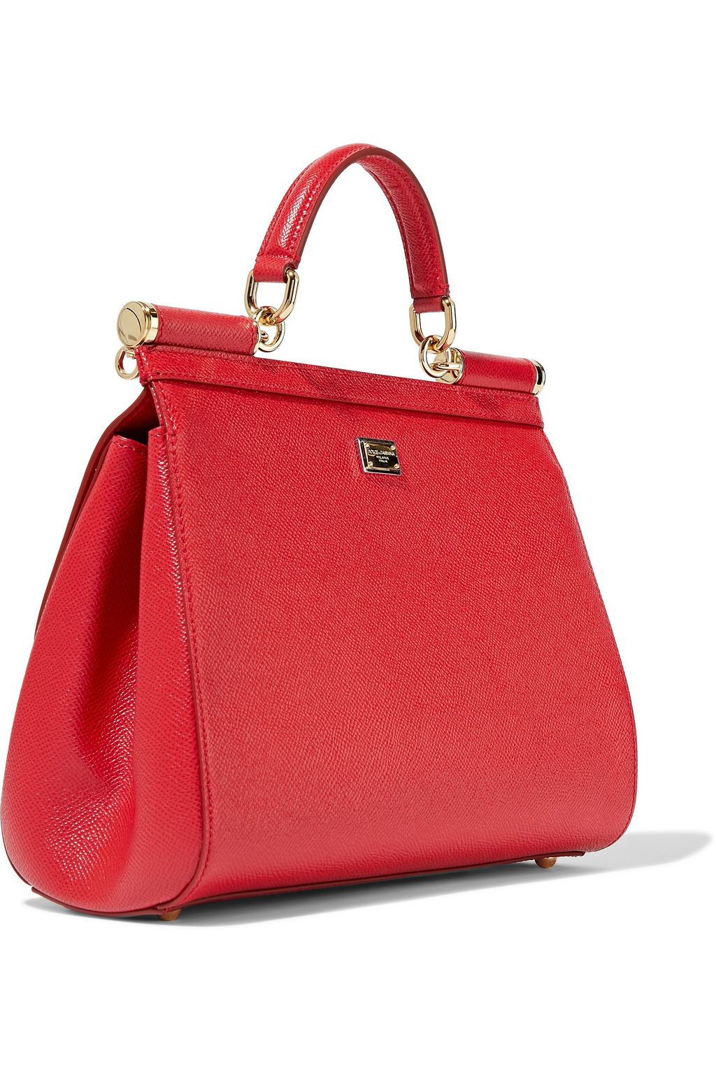 DOLCE&GABBANA Sicily appliquéd textured-leather shoulder bag