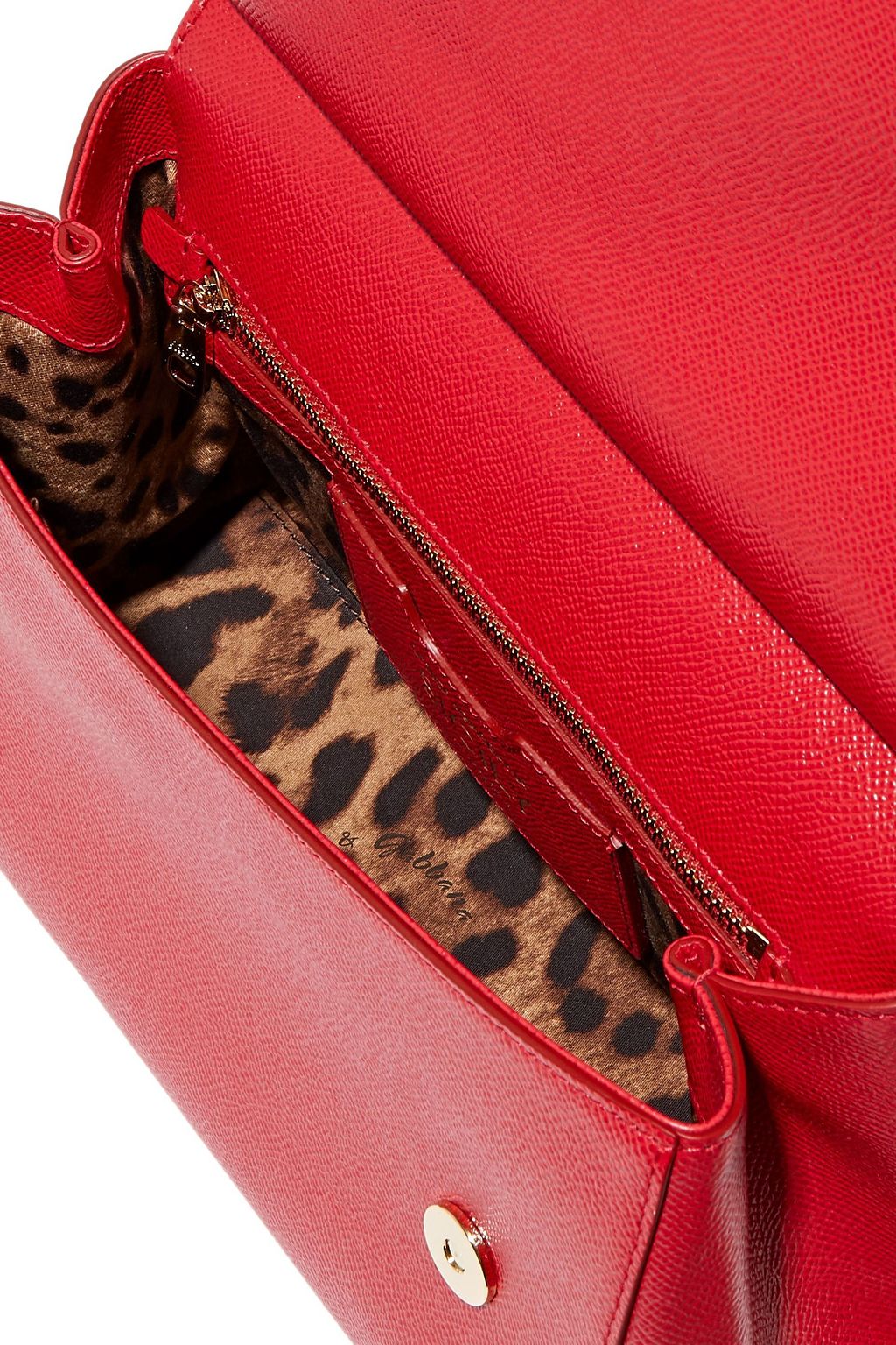 DOLCE&GABBANA Sicily appliquéd textured-leather shoulder bag