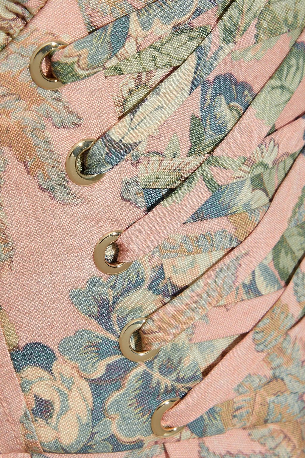 ZIMMERMANN Tempest lace-up floral-print silk-broadcloth mini dress