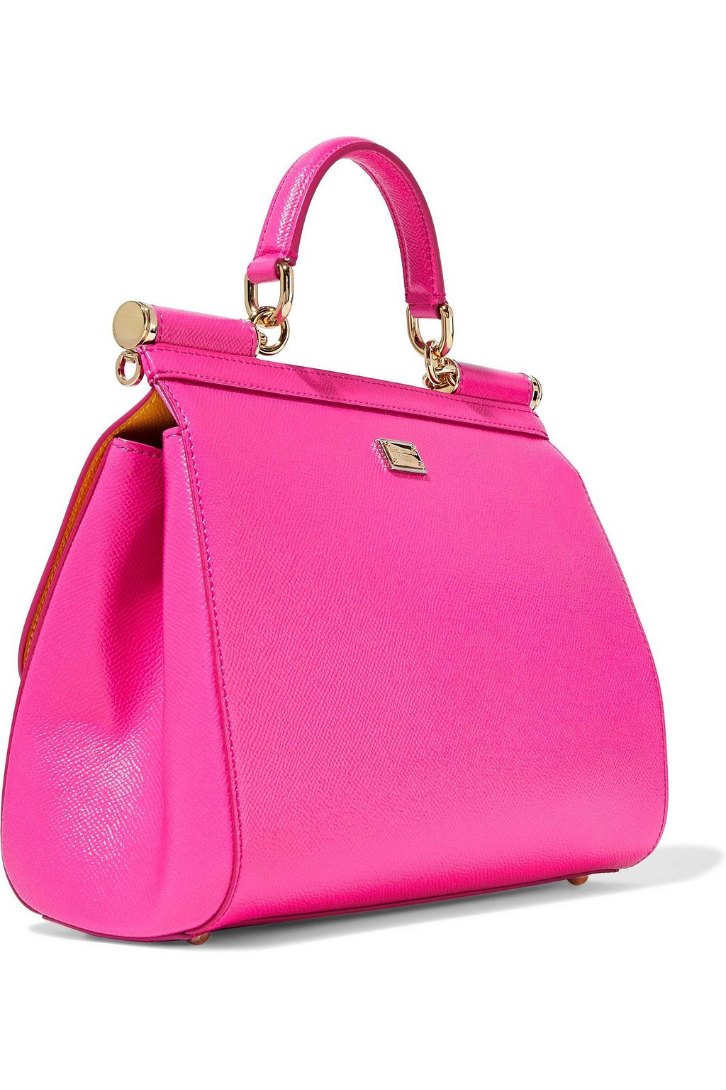 DOLCE&GABBANA Floral-print textured-leather shoulder bag