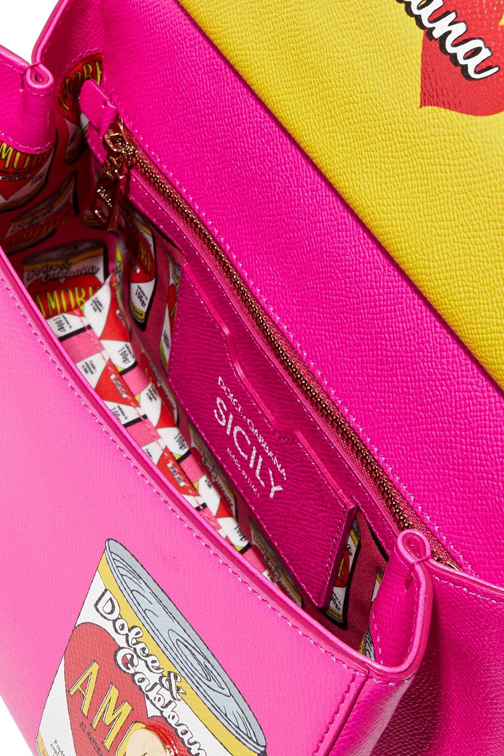 DOLCE&GABBANA Floral-print textured-leather shoulder bag