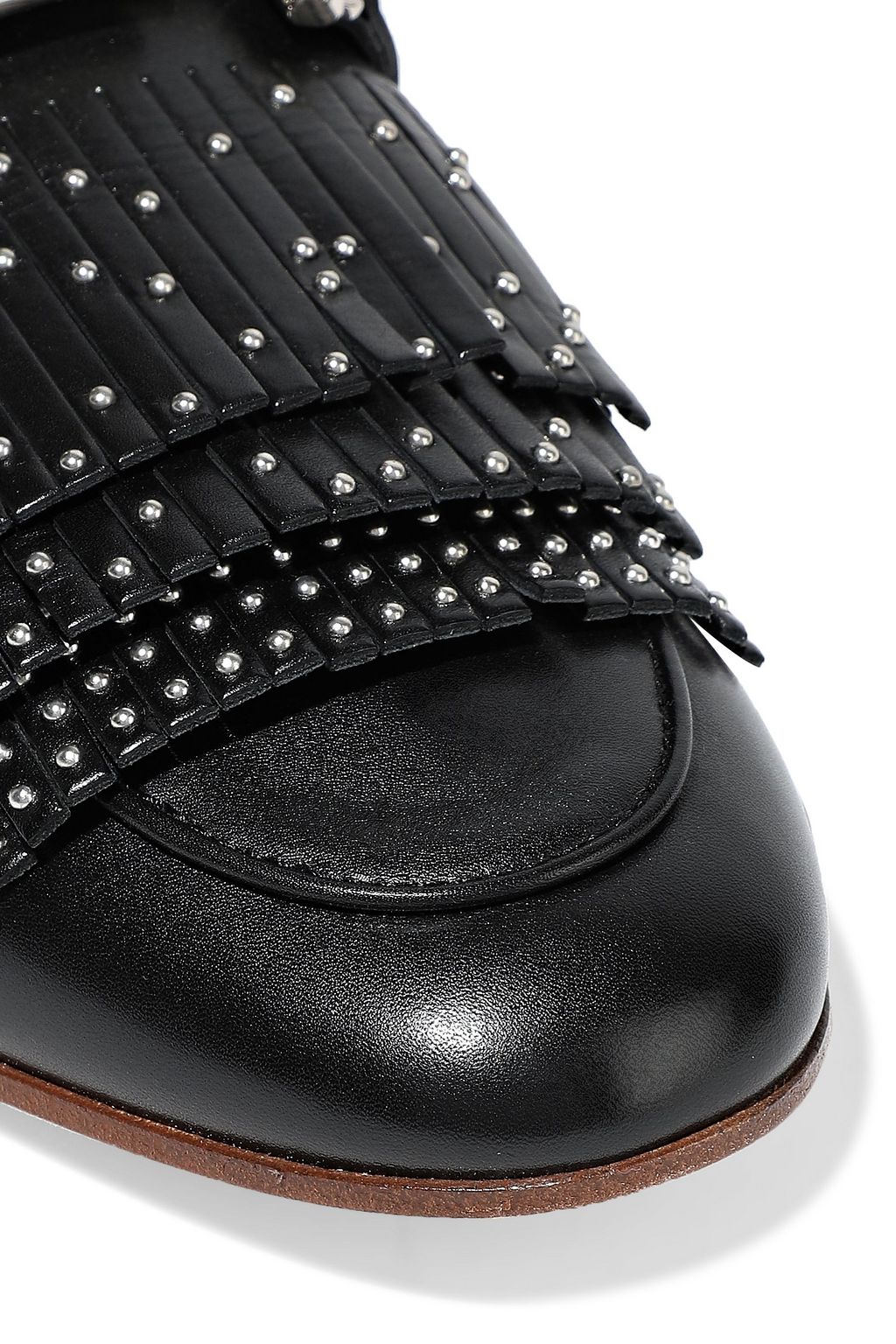 TOD'S Embellished fringed leather slippers