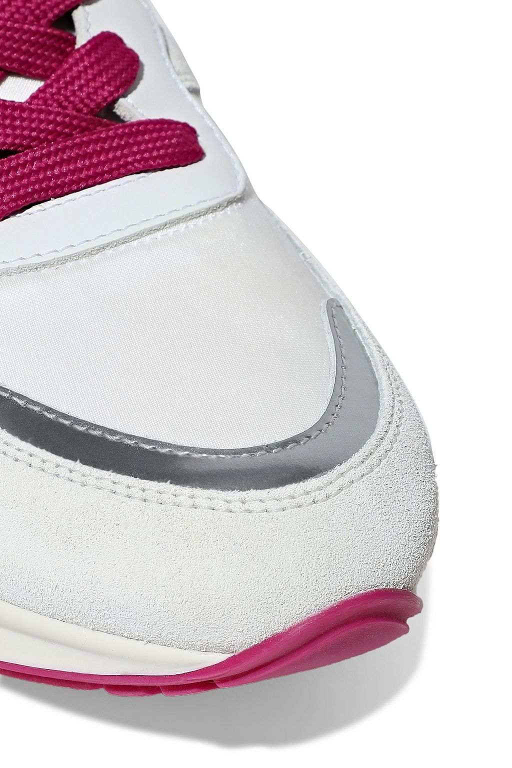 TOD'S Mirrored leather, shell and suede sneakers