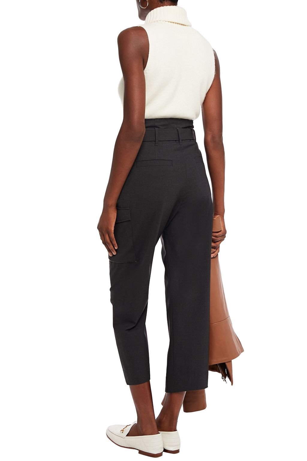 BRUNELLO CUCINELLI Cropped bead-embellished wool-blend tapered pants