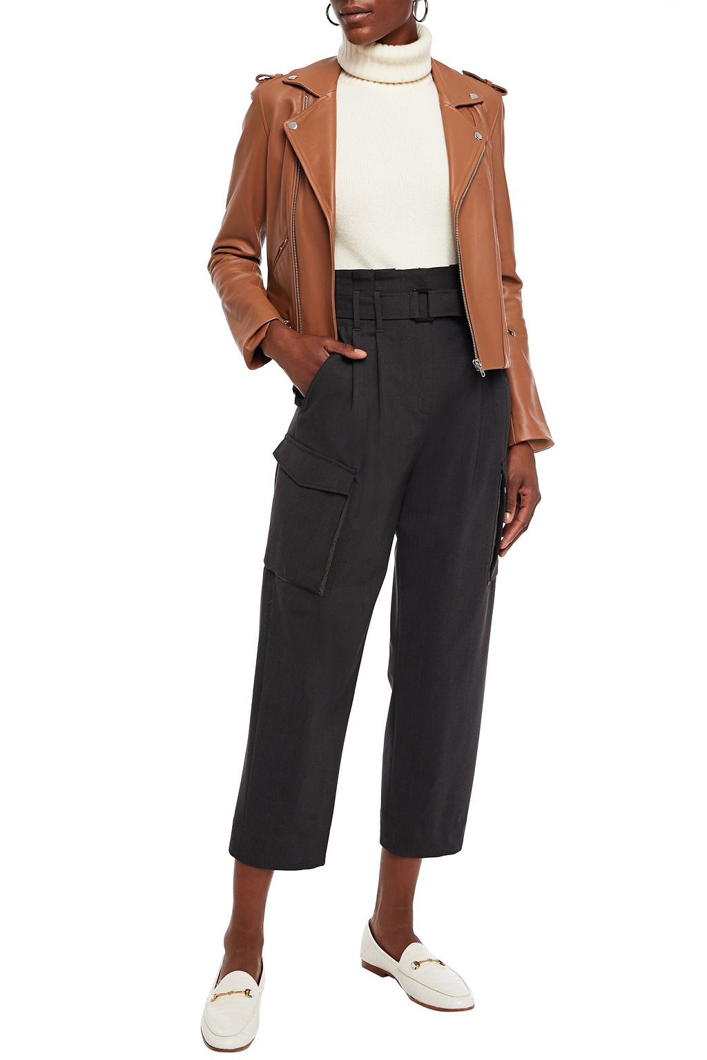BRUNELLO CUCINELLI Cropped bead-embellished wool-blend tapered pants