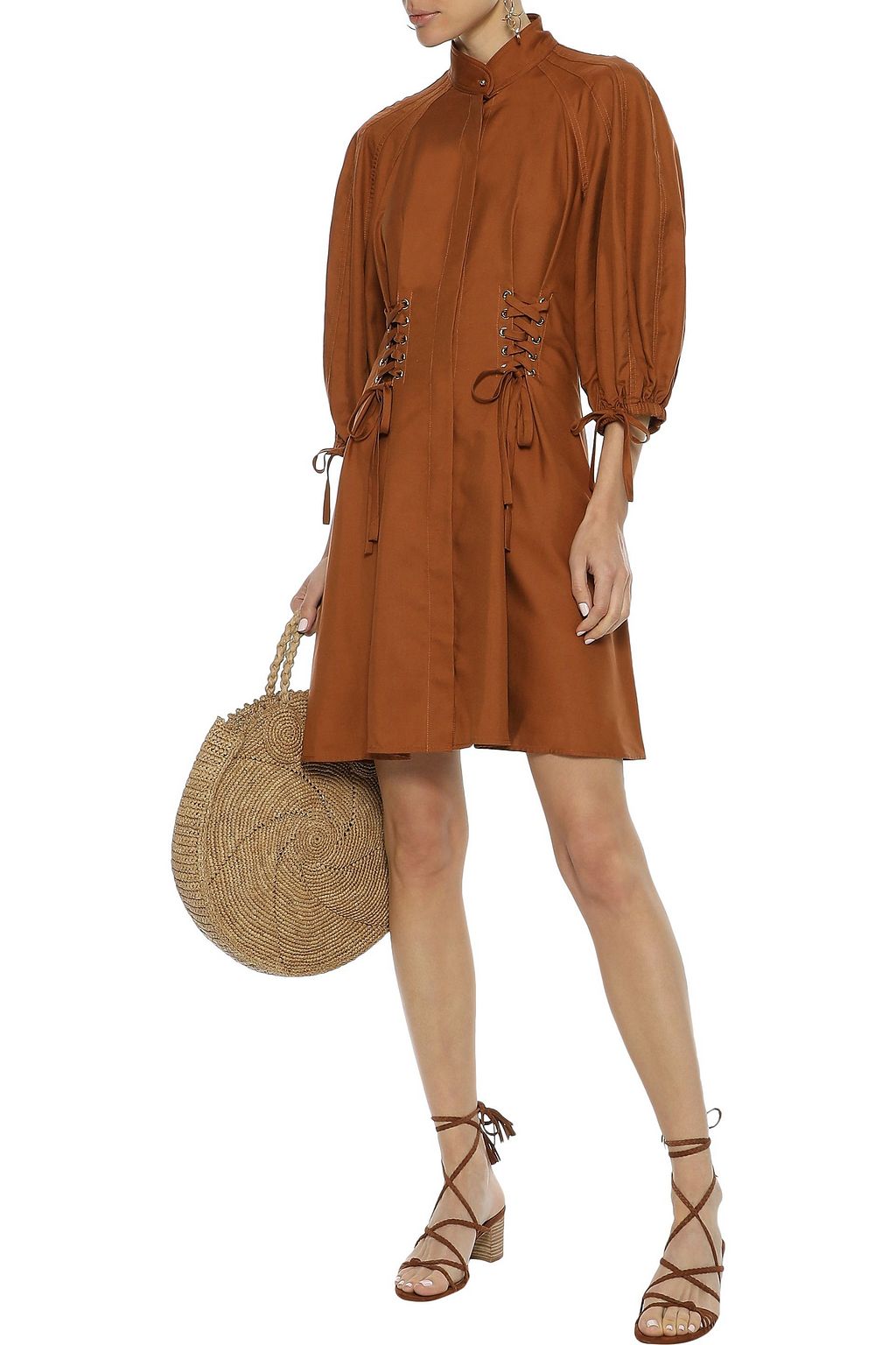 ZIMMERMANN Tempest Laced silk-shantung mini dress