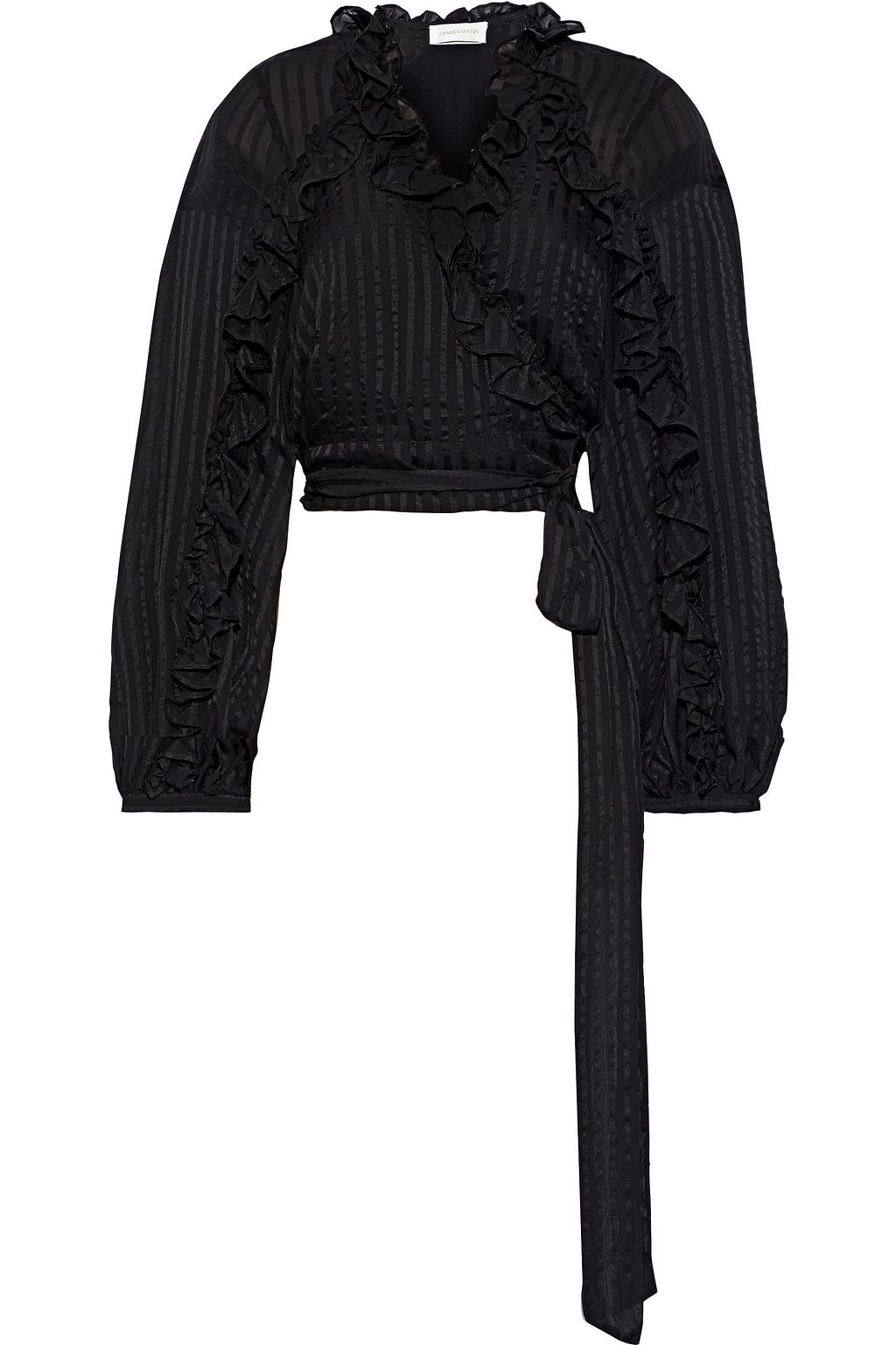black chiffon wrap top