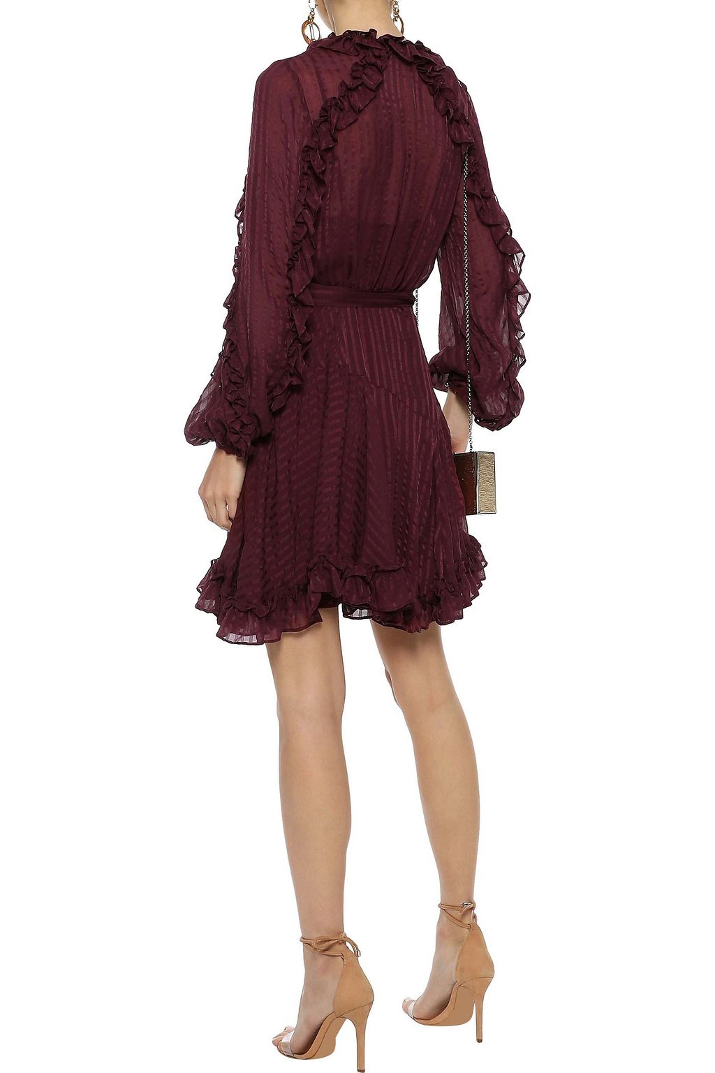 ZIMMERMANN Cascade ruffle-trimmed silk-jacquard mini wrap dress