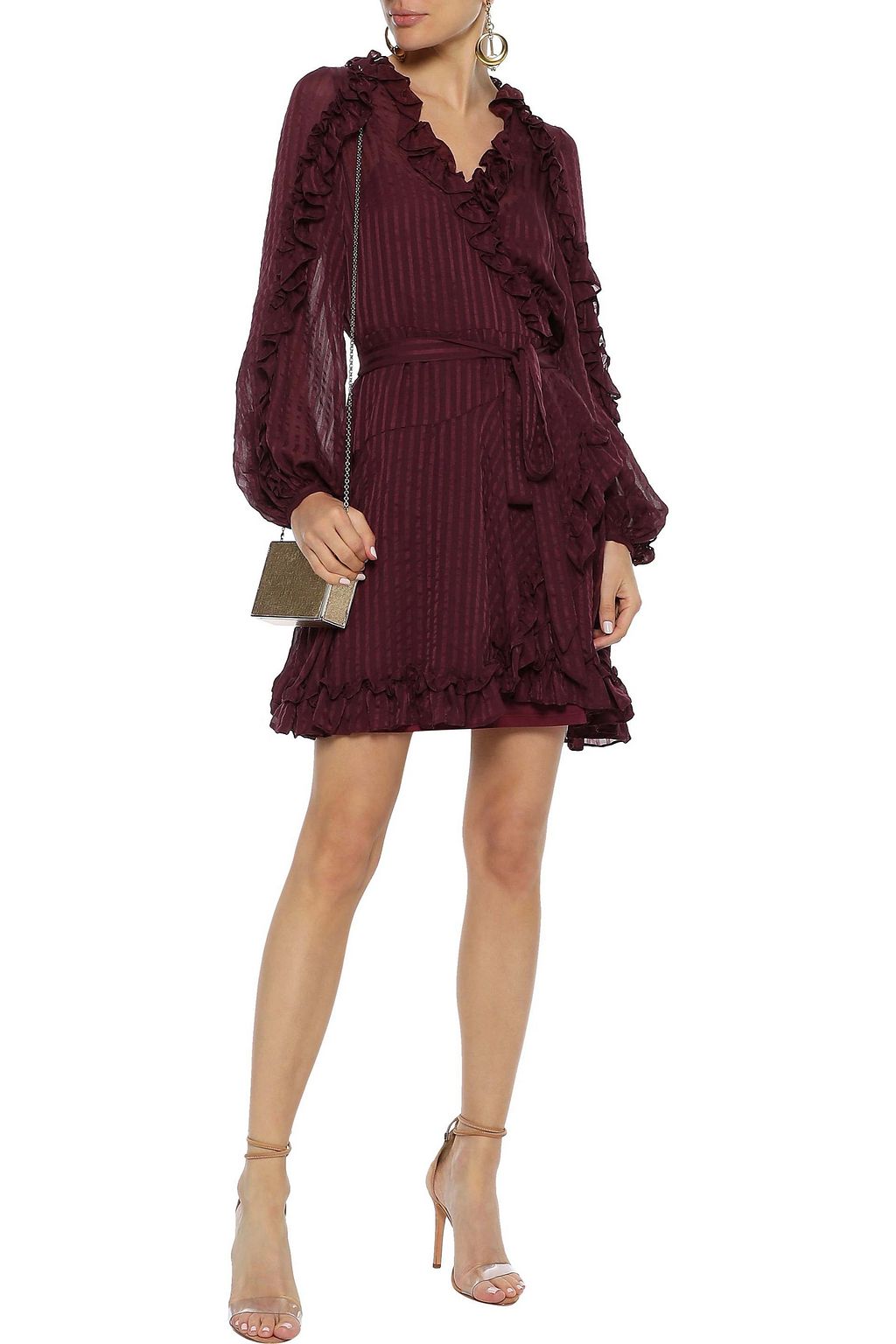 ZIMMERMANN Cascade ruffle-trimmed silk-jacquard mini wrap dress