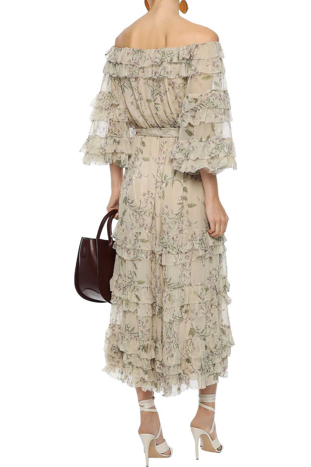 ZIMMERMANN Unbridled off-the-shoulder floral-print silk-georgette midi dress