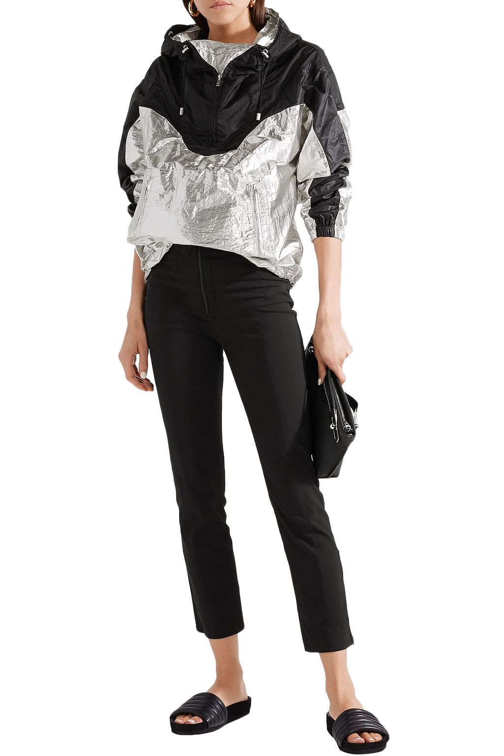 ISABEL MARANT Richie two-tone metallic shell hooded jacket
