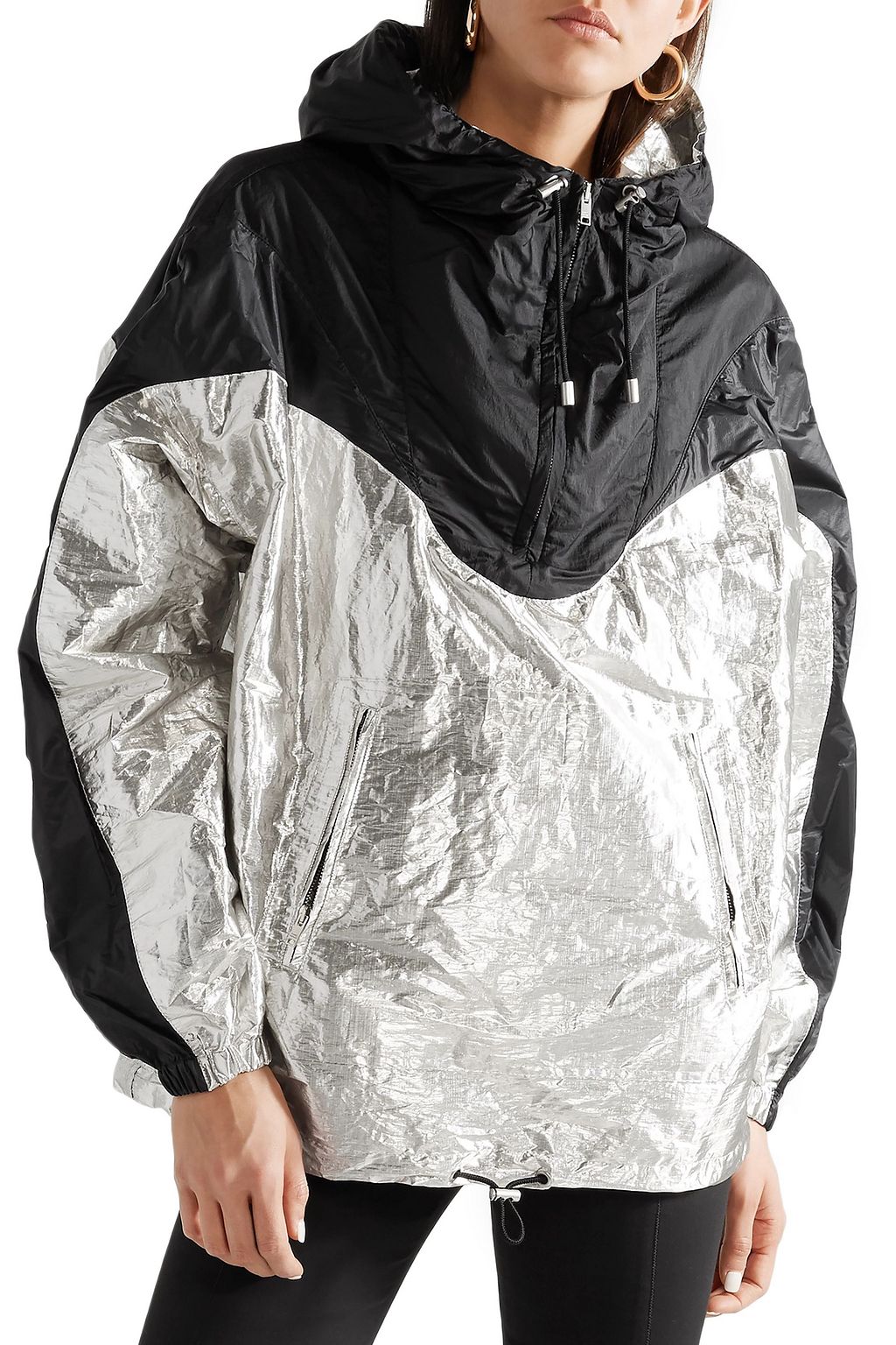 ISABEL MARANT Richie two-tone metallic shell hooded jacket