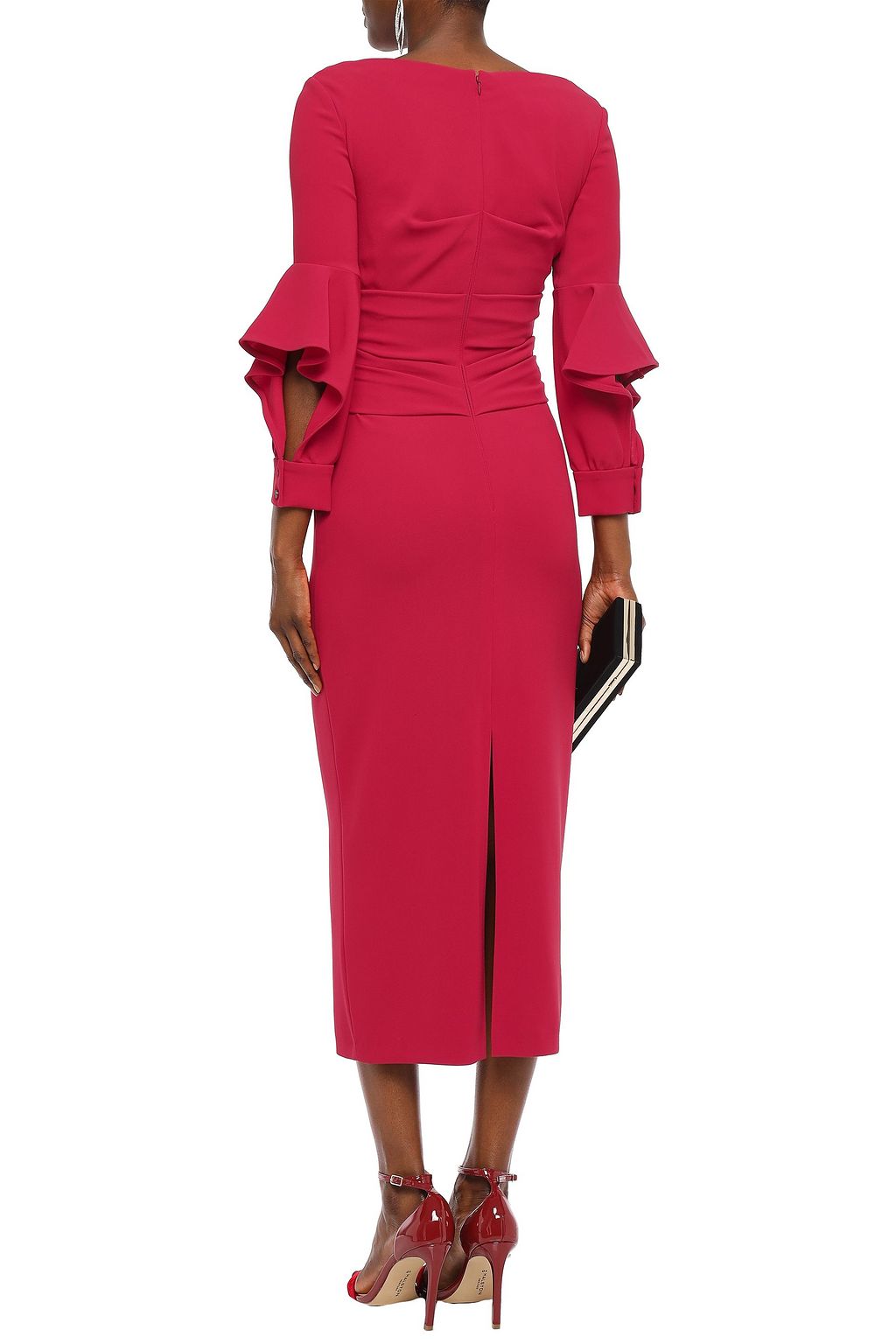 TALBOT RUNHOF Draped cutout crepe midi dress
