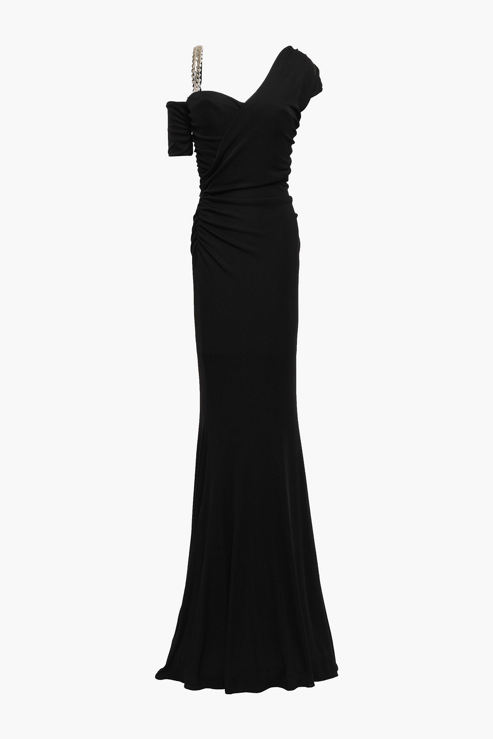 roberto cavalli - cold-shoulder embellished stretch-jersey gown - black - it 36