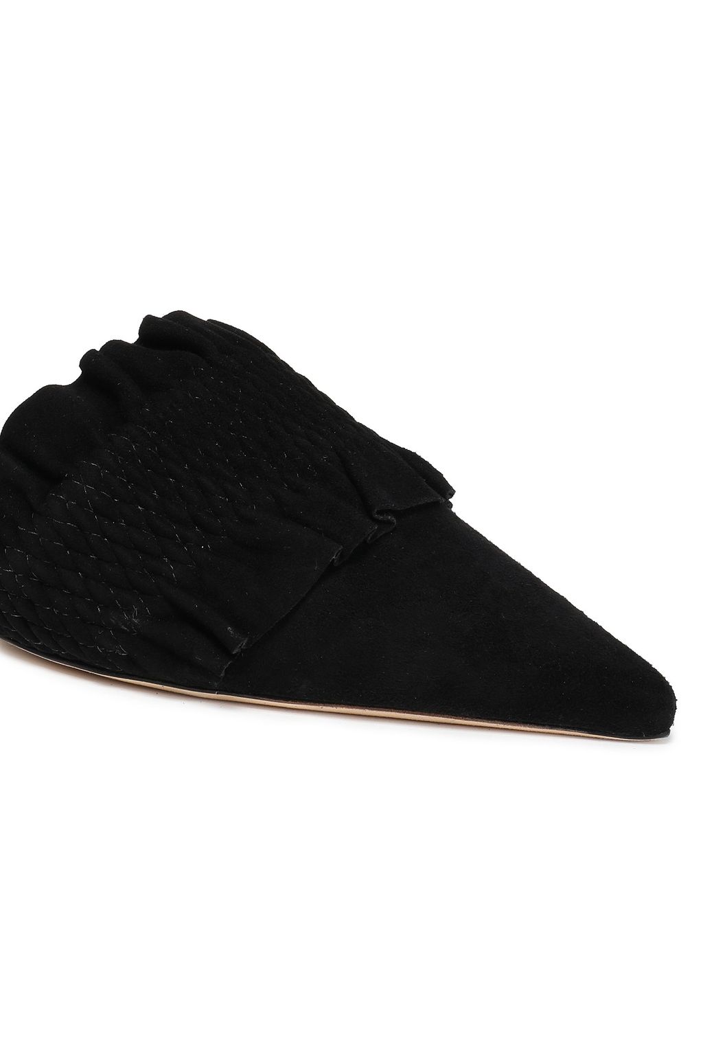 TORY BURCH Angelica ruffle-trimmed suede point-toe flats