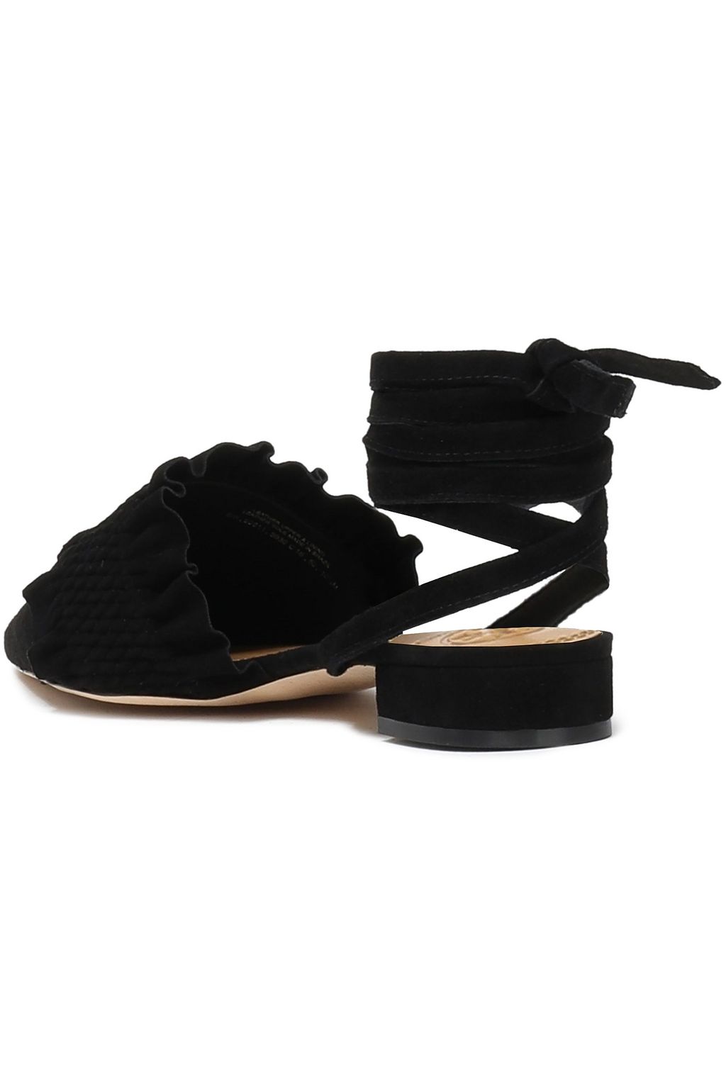 TORY BURCH Angelica ruffle-trimmed suede point-toe flats