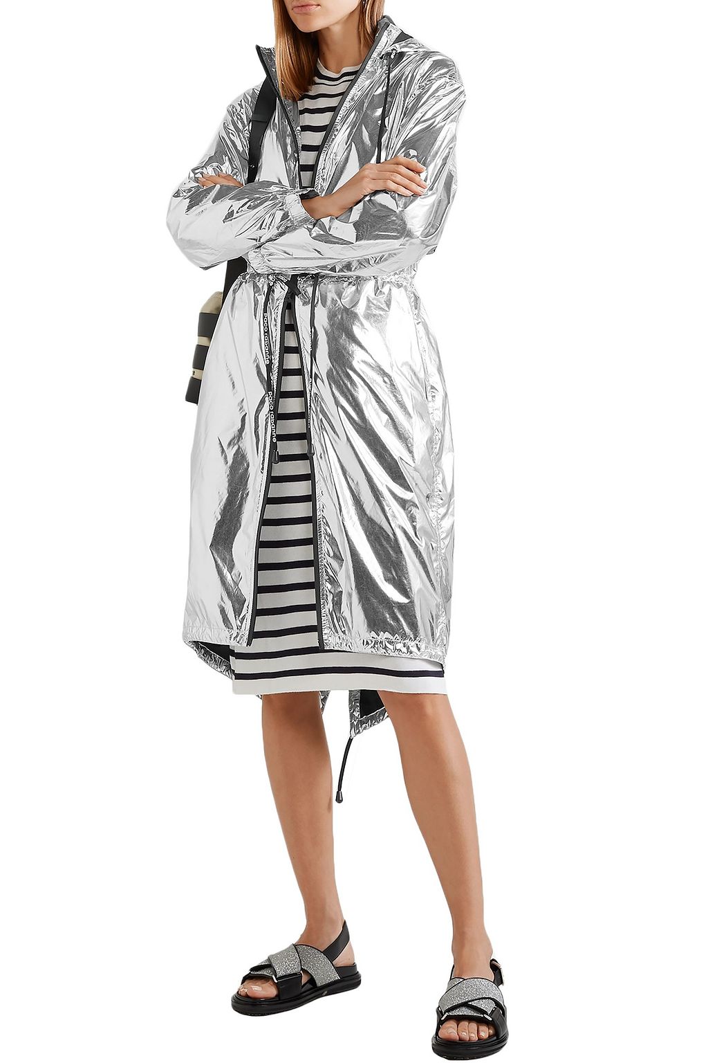 RABANNE Metallic shell hooded jacket